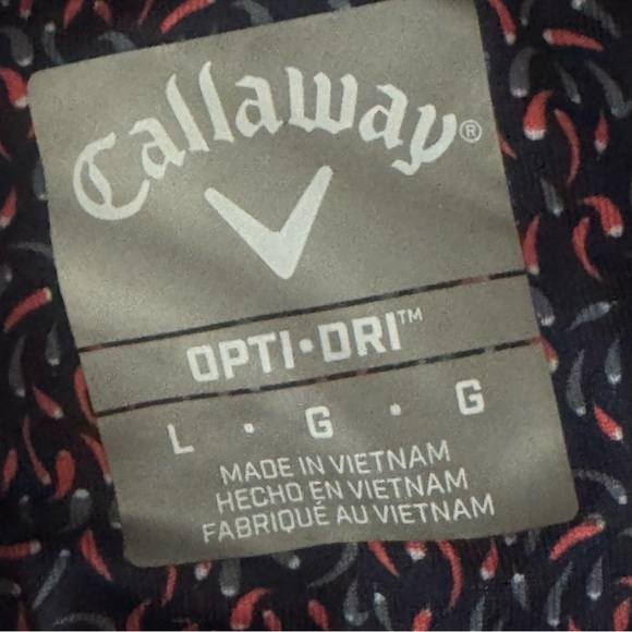Callaway Golf Polo Shirt Mens Large All Over Print Peppers Opti Dri Stretch Navy - Picture 4 of 6